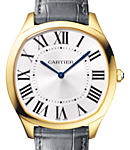 Drive de Cartier Extra-Flat in Yellow Gold On Grey Alligator Leather Strap with Silver Dial