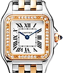 Panthere de Cartier in Steel with Rose Gold Diamond Bezel on 2-Tone Bracelet with Silver Dial