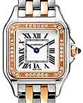 Panthere de Cartier in Steel with Rose Gold with Diamond Bezel on 2-Tone Bracelet with Silver Dial