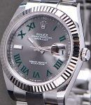 Datejust II 41mm with White Gold Fluted Bezel on Oyter Bracelet with Wimbledon Dial