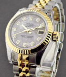 Datejust Ladies 26mm in Steel with Yellow Gold Fluted Bezel on Jubilee Bracelet with Meteorite Diamond Dial