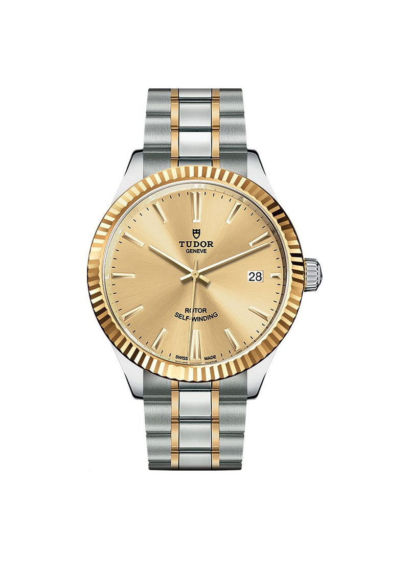 Tudor Style Series in Steel with Yellow Gold Fluted Bezel