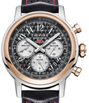 Mille Miglia Chronograph  Automatic in Steel with Rose Gold Bezel on Black Calfskin Leather Strap with Grey Dial