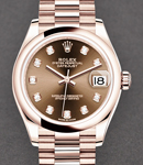 Datejust 31mm in Rose Gold with Domed Bezel on President Bracelet with Chocolate Diamond Dial