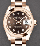 Datejust 31mm in Rose Gold with Domed Bezel on Oyster Bracelet with Brown Diamond Dial