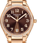 Twenty 4 Automatic 36mm Automatic in Rose Gold with Diamond Bezel on Rose Gold Bracelet with Brown Sunburst Dial
