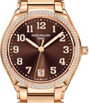 Twenty 4 Automatic 36mm Automatic in Rose Gold with Diamond Bezel on Rose Gold Bracelet with Brown Sunburst Dial