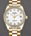 President Ladies 26mm in Yellow Gold with Diamond Bezel On President Bracelet with White Diamond Dial