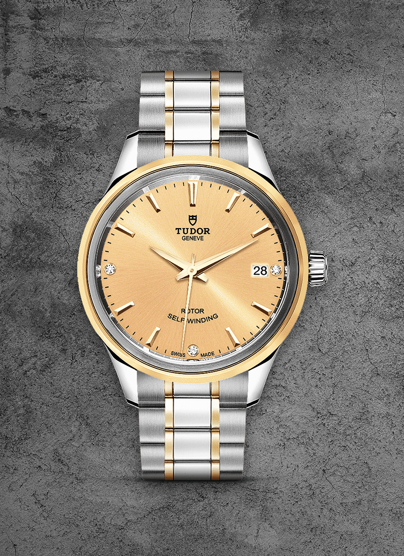 Tudor Style Series in Steel with Yellow Gold Double Bezel