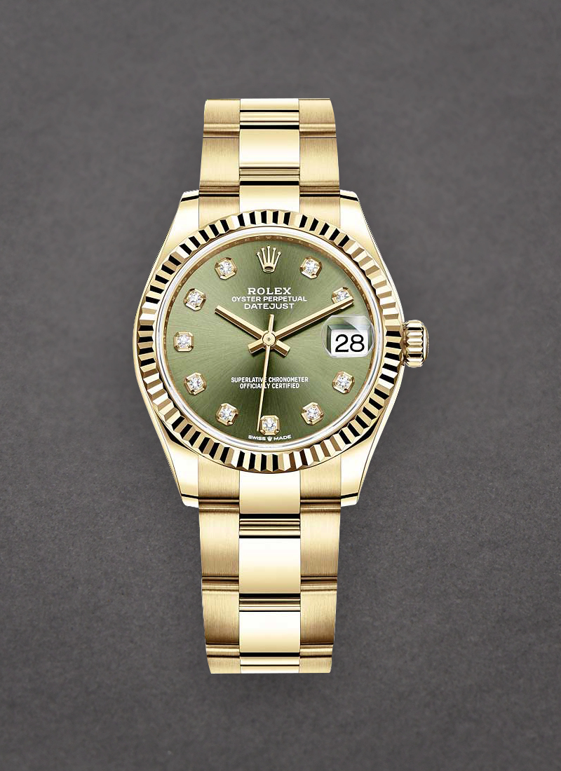 Rolex Unworn President 31mm Mid Size in Yellow Gold with Fluted Bezel