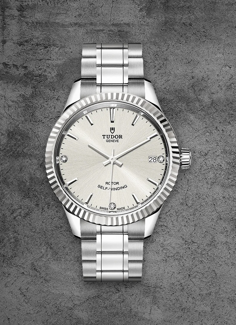 Tudor Style Series in Steel with Fluted Bezel