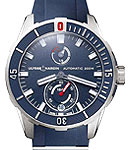 Maxi Marine Diver Chronometer in Titanium on Blue Rubber with Blue Dial