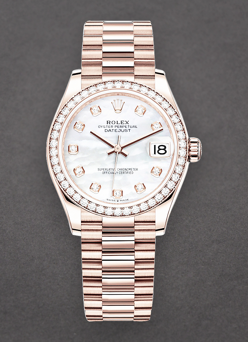 Rolex Unworn Datejust 31mm in Rose Gold with Dimoand Bezel