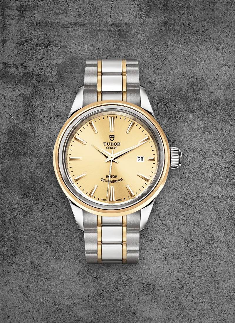 Tudor Style Series in Steel with Yellow Gold Double Bezel