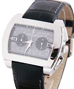 Hampton City Chronograph in Steel on Black Crocodile Leather Strap with Black Dial