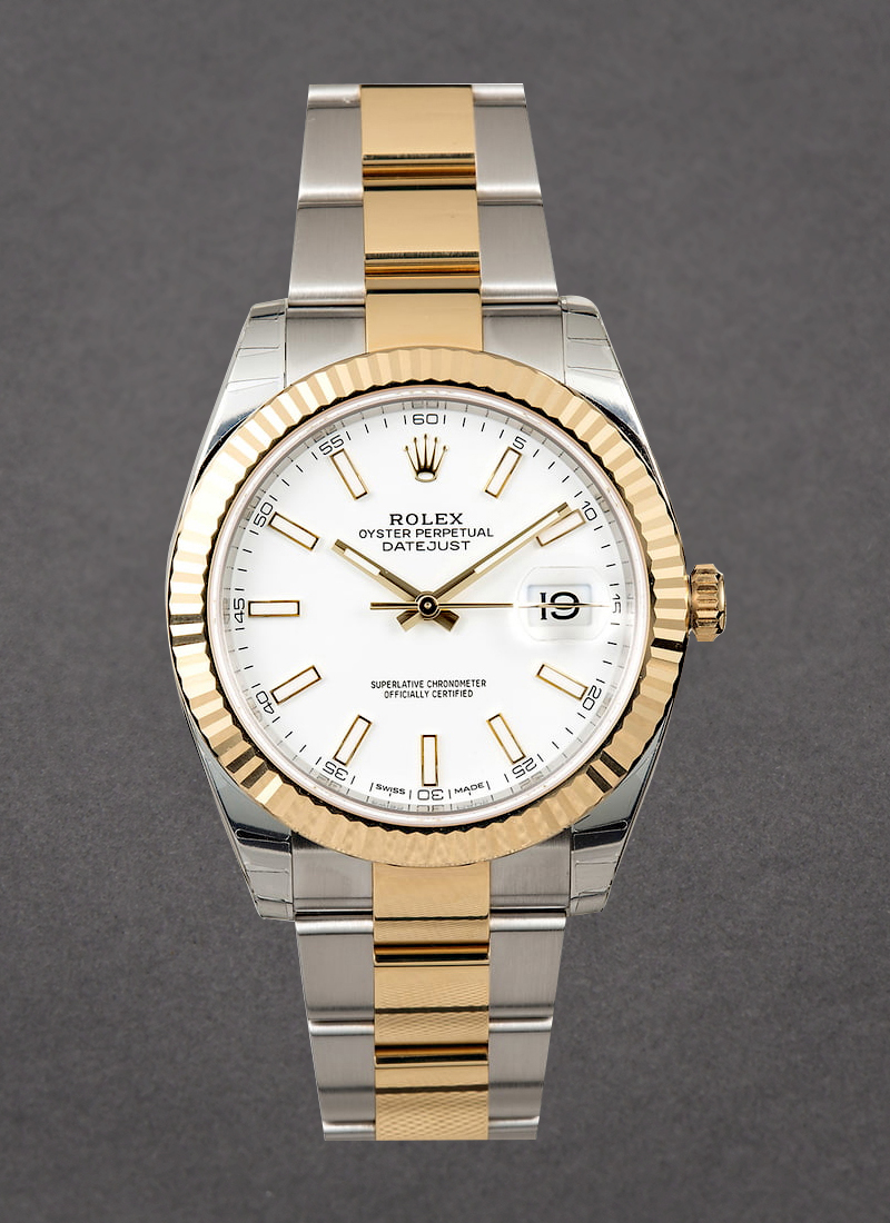 Rolex Unworn 2-Tone Datejust 41mm with Yellow Gold Fluted Bezel