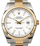 2-Tone Datejust 41mm with Yellow Gold Fluted Bezel on Oyster Bracelet with White Index Dial