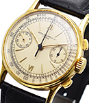 Vintage Mechancal Chronograph Ref 130 in Yellow Gold on Black Crocodile Leather Strap with Silver Dial  - All Original