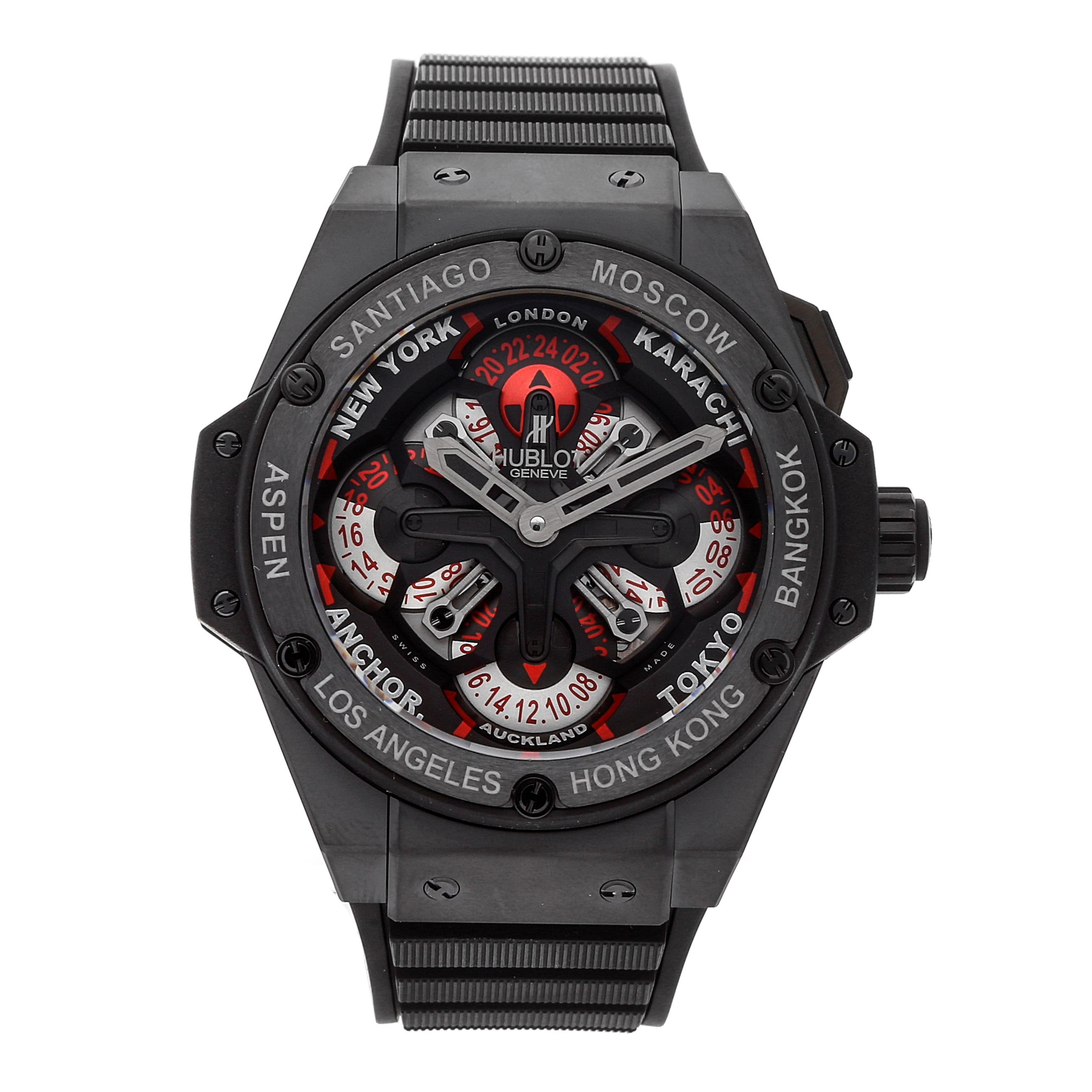 King Power Unico 48mm GMT Automatic in Black Ceramic On Black Rubber Strap with Black Dial