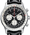 Navitimer 1 B01 Chronograph 43mm in Stainless Steel on Black Calfskin Leather Strap with Black Dial