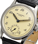 Vintage Calatrava Ref 96 in Stainless Steel on Black Leather Strap with Off White Dial