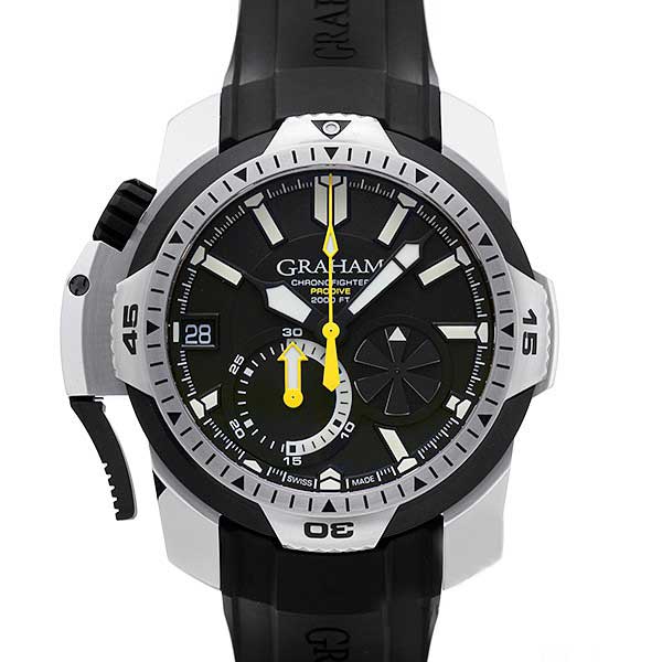 Chronofighter Pro Dive in Stainless Steel On Black Rubber Strap with Black Dial