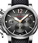 Chronofighter Grand Vintage 47mm in Stainless Steel On Black Rubber Mesh Pattern Strap with Black Dial