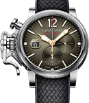 Chronofighter Grand Vintage 47mm in Stainless Steel on Black Rubber Strap with Black Dial