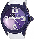 Bubble 42 4 Colours purple in Purple PVD Stainless Steel on White Rubber Strap with 4 Colours Purple Dial