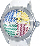 Bubble 42 4 Colors in Stainless Steel on White Rubber Strap with 4 Colors Dial
