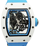 RM 055 Bubba Watson Asia Edition in Plastic with ATZ Ceramic Bezel on Blue Rubber Strap with Transparent Dial