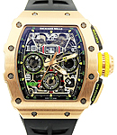 RM 11-03 Flyback Chronograph in Rose Gold and Titanium on Black Rubber Strap with Transparent Dial
