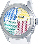Bubble 47mm 4 Colors in Stainless Steel on White Rubber Strap with 4 Colors Dial