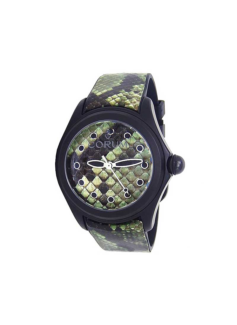 Corum Bubble Green Python in Black PVD Stainless Steel