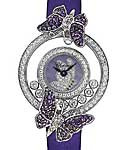 Happy Diamonds Icons in White Gold with Diamonds Bezel on Purple Fabric Strap with MOP Dial