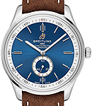 Premier Automatic 40mm in Stainless Steel on Brown Calfskin Leather Strap with Blue Dial