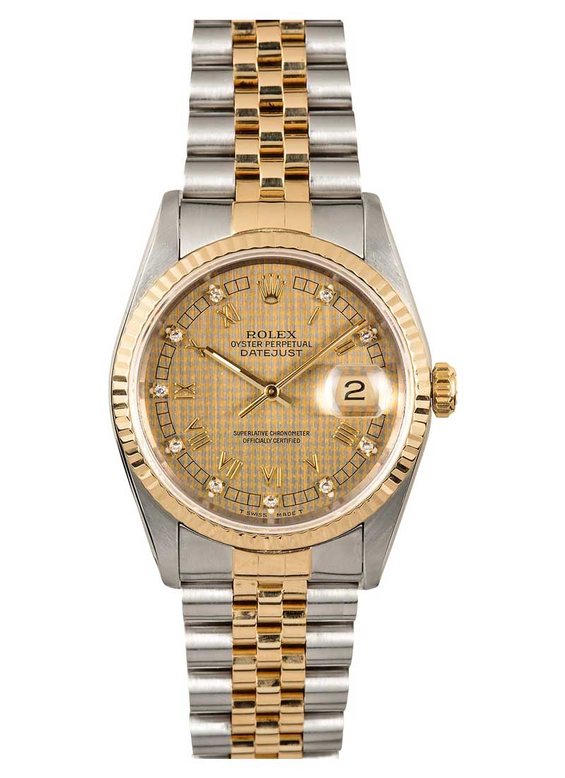 Pre-Owned Rolex Mid Size Datejust 31mm in Steel with Yellow Gold Fluted Bezel