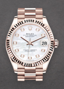Rolex Unworn 278275MOPDIA Datejust 31mm Mid Size in Rose Gold with Fluted Bezel 278275MOPDIA