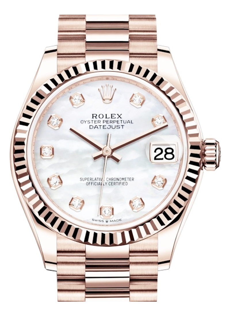 Rolex Unworn Datejust 31mm Mid Size in Rose Gold with Fluted Bezel