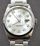 Datejust 36mm in Steel with Smooth Bezel on Bracelet with Mother of Pearl Diamond Dial