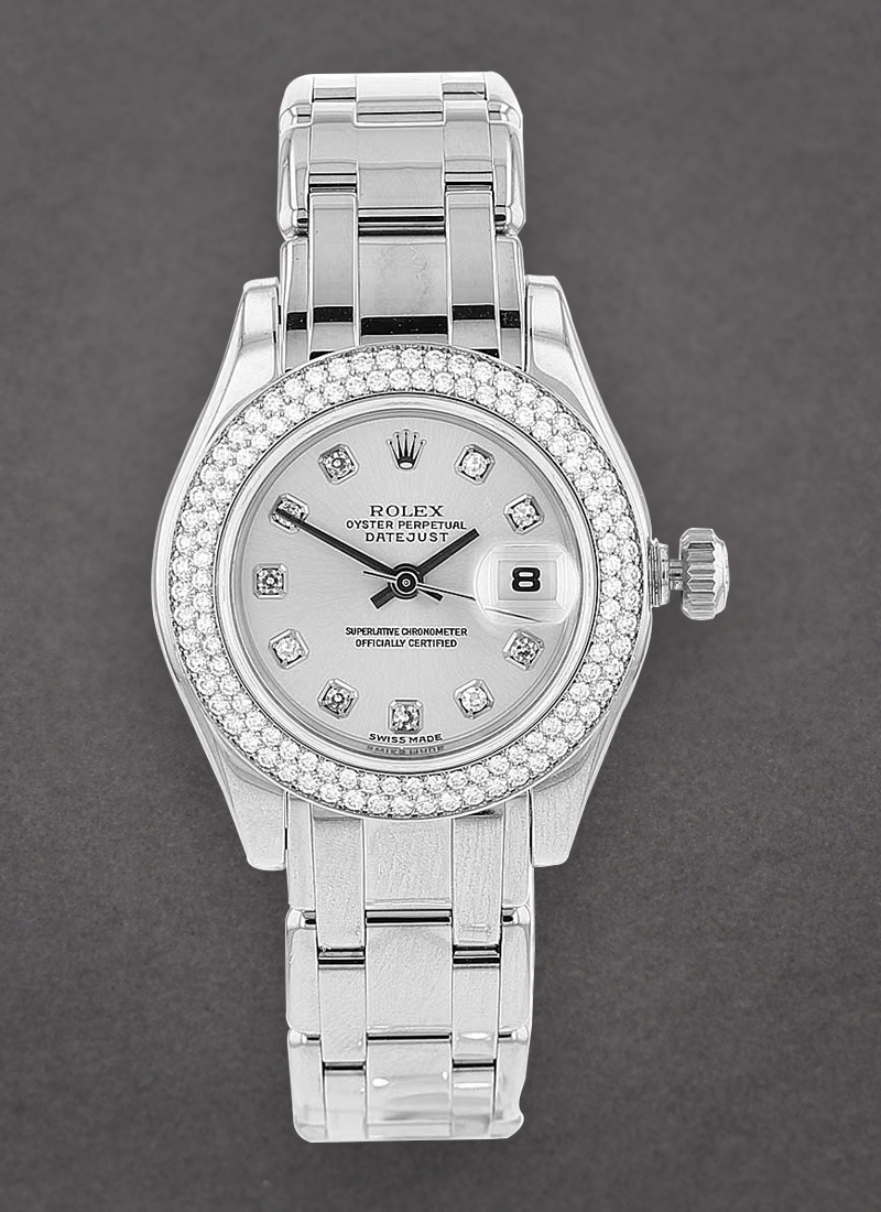 Pre-Owned Rolex Masterpiece Pearlmaster in White Gold with 2 Row Diamond Bezel