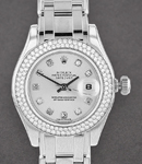 Masterpiece Pearlmaster in White Gold with 2 Row Diamond Bezel on Pearlmaster Diamond Bracelet with Silver Diamond Dial