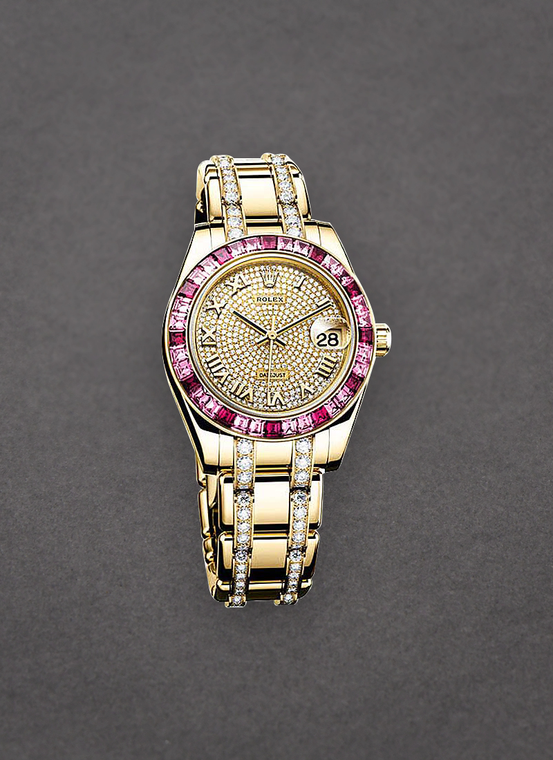 Pre-Owned Rolex Masterpiece Midsize 34mm in Yellow Gold with Diamond Bezel