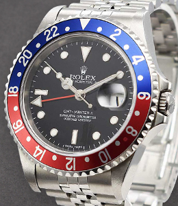 GMT-Master II Pepsi Ref 16710 in Steel with Red and Blue Bezel on Jubilee Bracelet with Black Dial