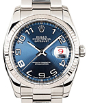 Datejust 36mm in Steel with White Gold Fluted Bezel  on Bracelet with Blue Concentric Arabic Dial