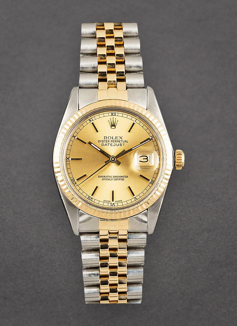 Pre-Owned Rolex Datejust 2-Tone 36mm in Steel with Yellow Gold Fluted Bezel 