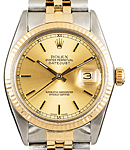 Datejust 2-Tone 36mm in Steel with Yellow Gold Fluted Bezel  on Jubilee Bracelet with Champagne Stick Dial