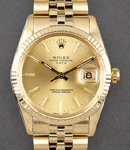 Date 15037 in Yellow Gold Fluted Bezel on Jubilee Bracelet with Champagne stick Dial