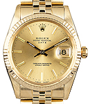 Date 15037 in Yellow Gold Fluted Bezel on Jubilee Bracelet with Champagne stick Dial