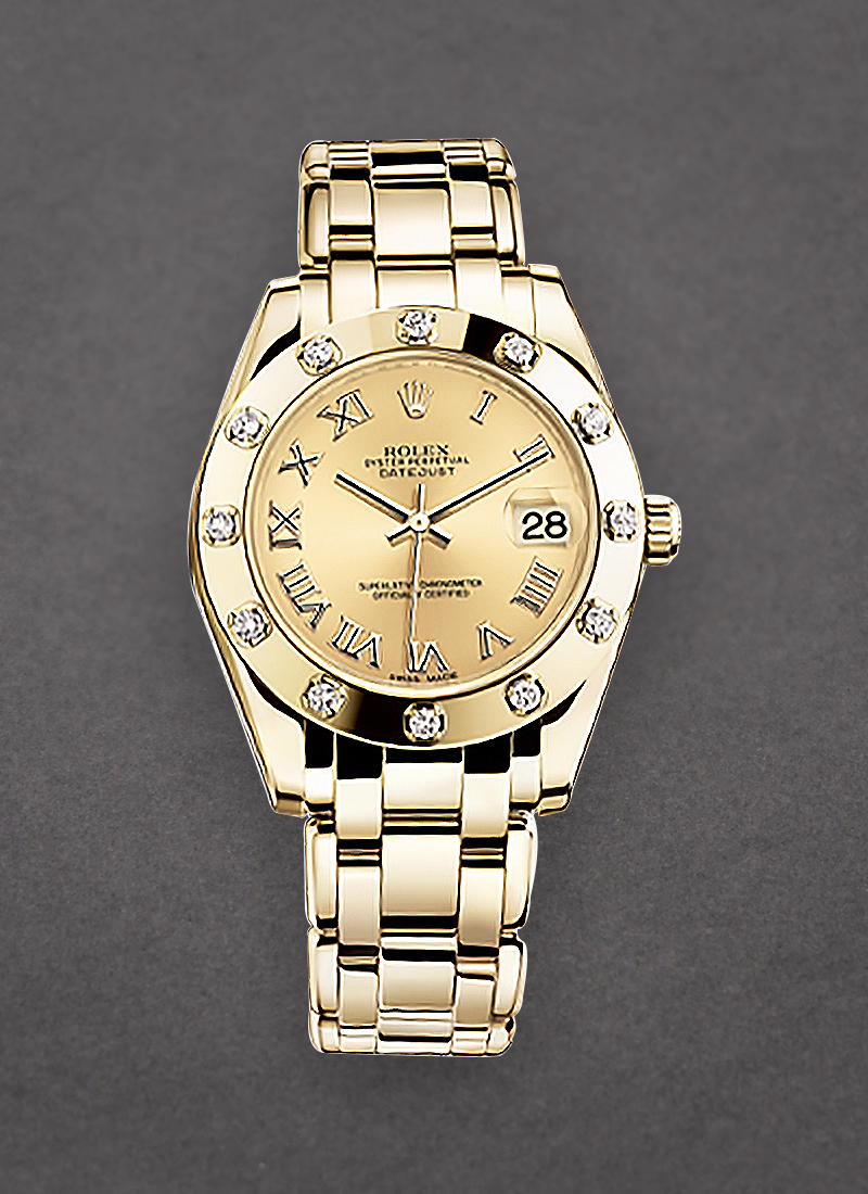 Pre-Owned Rolex Masterpiece Midsize in Yellow Gold with 12 Diamond Bezel